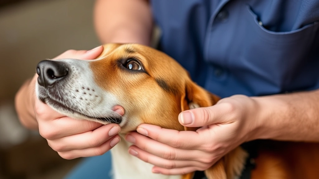 dog and tick bites -
demonstrating proper tick removal technique with the dog’s head visible
