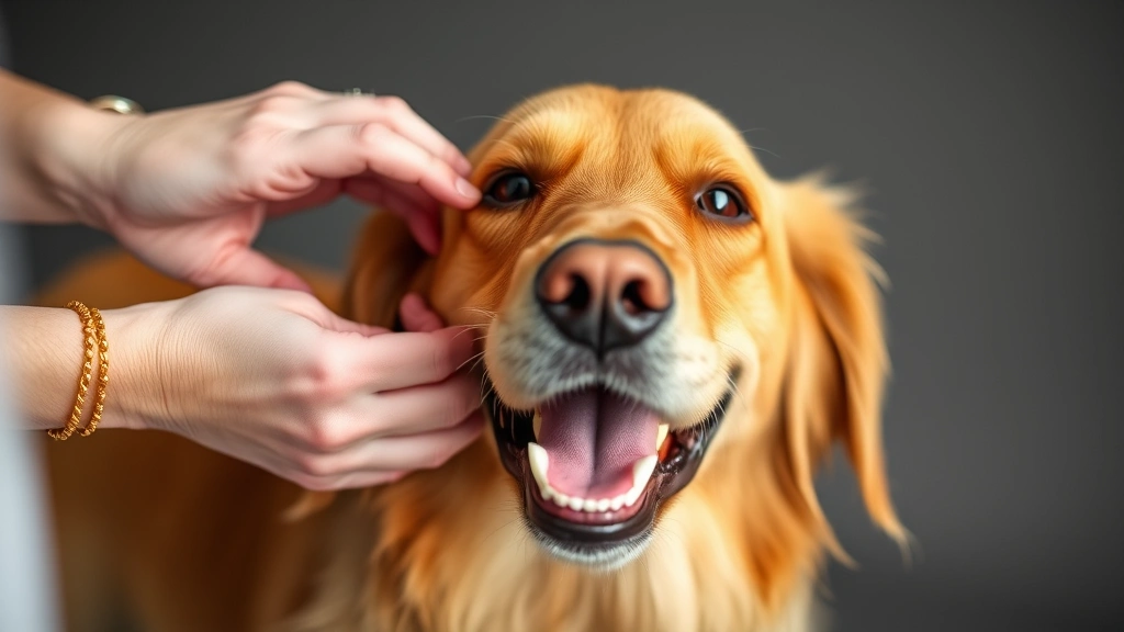 dog and tick bites -
happy golden retriever being examined by hands during a tick check
