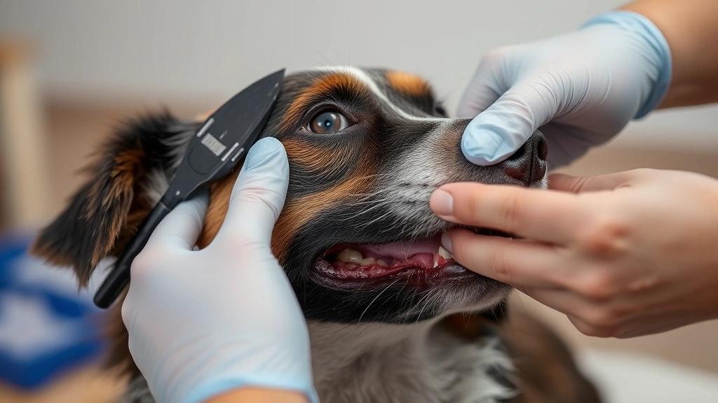dog and tick bites -
showing the dog’s fur being parted to inspect for parasites

