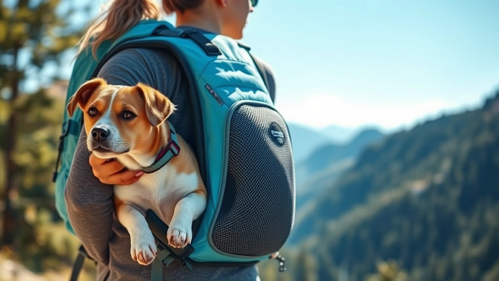 dog backpack carrier -
Photorealistic image of a person wearing a light blue backpack carrier with a m