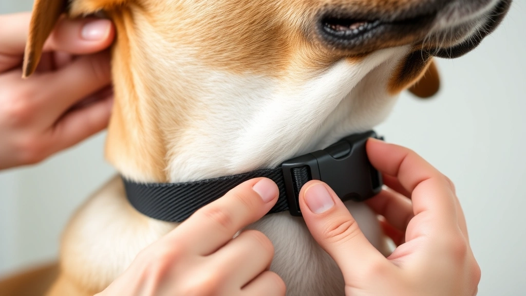 dog bark collar -
Photorealistic close-up of a dog’s neck showing proper fitting of a vibra