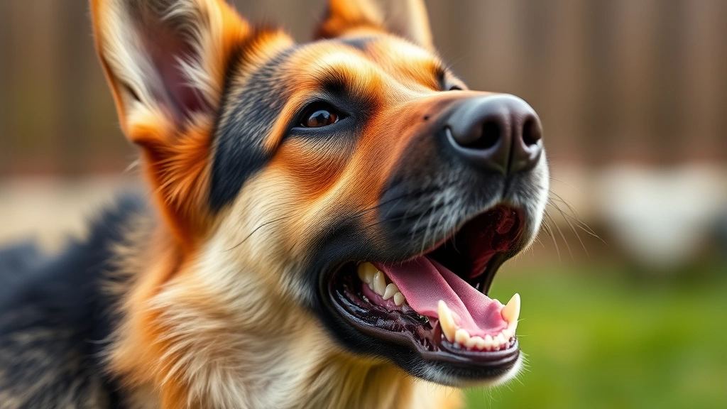 dog barking sound effect -
Close-up of a German Shepherd dog with mouth open in mid-bark, alert expression