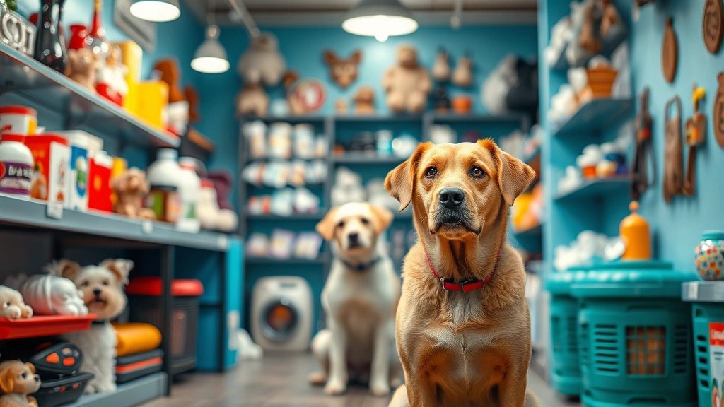 dog beer -
in a bright pet store setting
