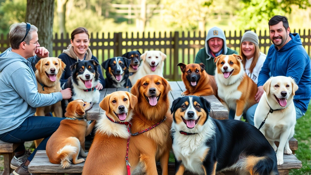 dog beer -
A group of dogs of different breeds gathered around a picnic table with their o