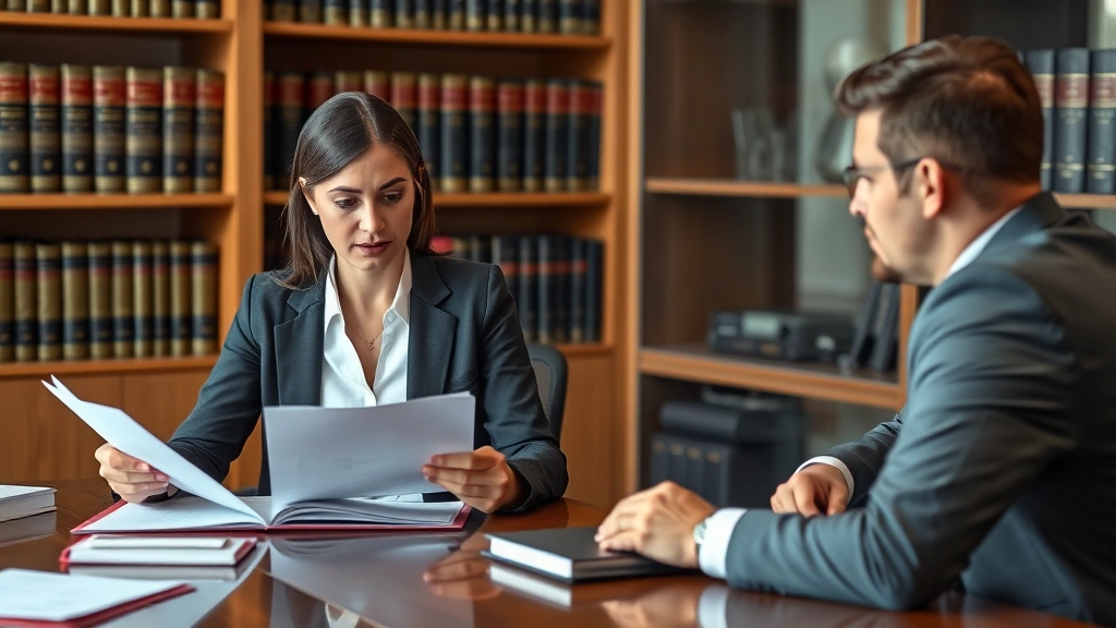 dog bite attorney near me -
Photorealistic image of a professional female attorney in business attire revie