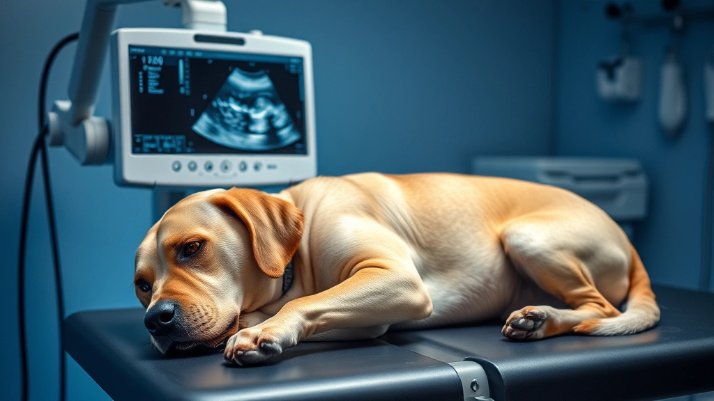 dog bloody diarrhea -
Photorealistic veterinary ultrasound machine being used on a calm dog lying on 