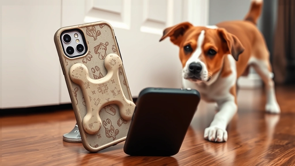 dog&bone -
Photorealistic image of a dog&bone phone case surviving a dramatic drop te