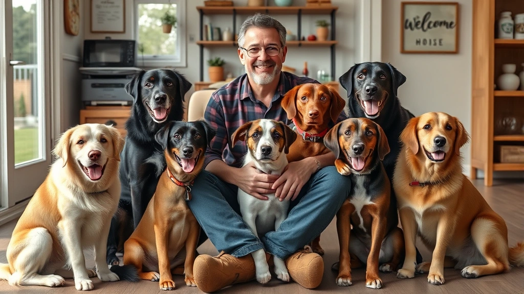 dog breeder id -
Photorealistic image of a responsible breeder sitting with multiple generations