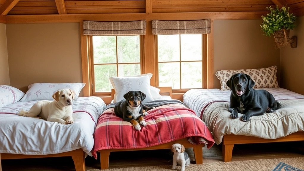 dog cave bed -
showing different breeds exploring the beds
