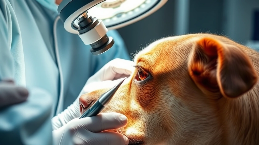 dog cherry eye -
Photorealistic image of a veterinary ophthalmologist performing eye surgery on 