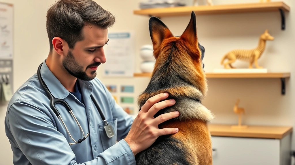 dog chiropractor near me -
Photorealistic image of a confident male veterinary chiropractor examining a ge