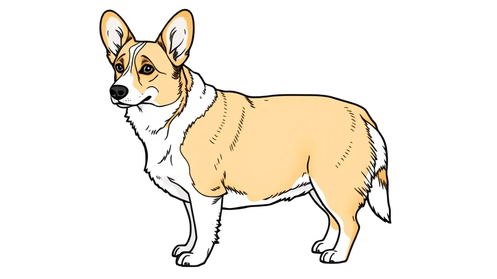 dog coloring page -
Photorealistic style: A cute Corgi with distinctive markings standing in a neut