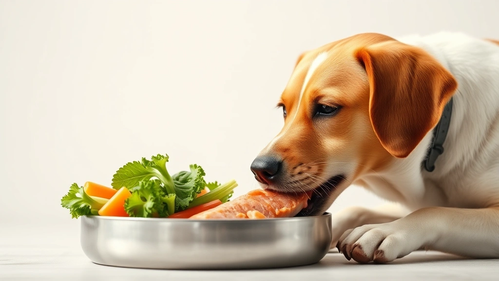 dog congestive heart -
Photorealistic image of a dog eating from a bowl with fresh vegetables and lean