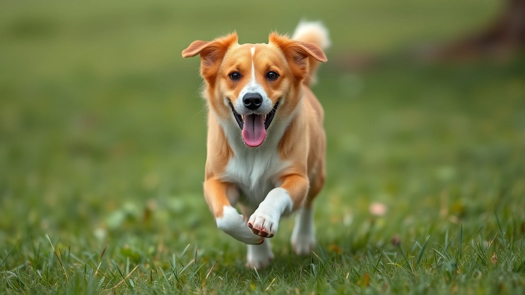 dog constantly licking paws -
Photorealistic image of a happy healthy dog running through grass with clean wh