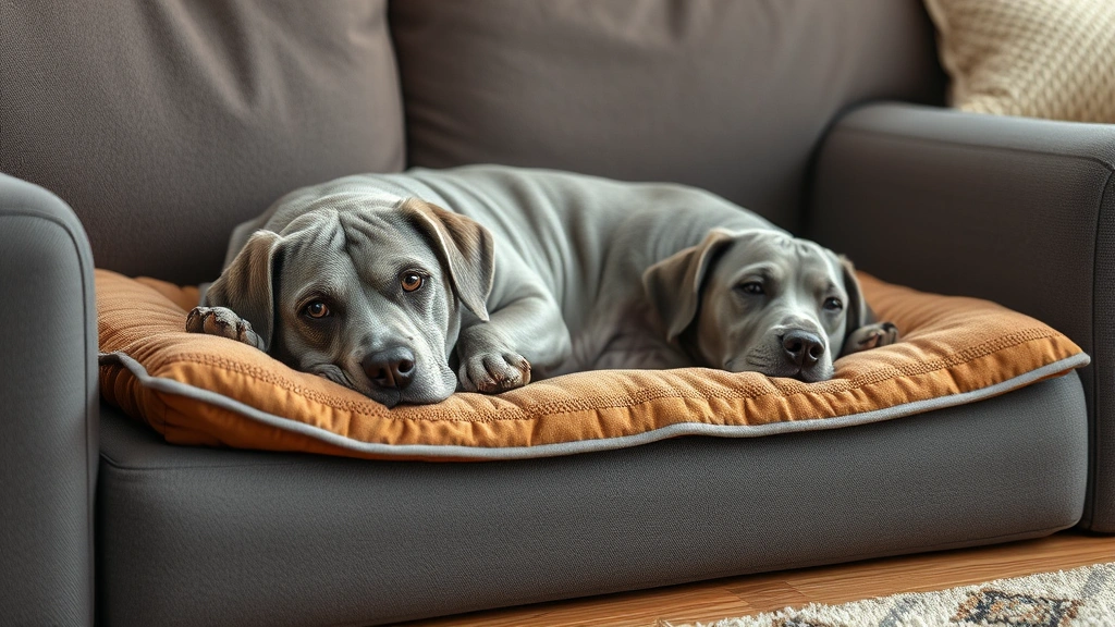 dog couch bed -
Photorealistic image of a senior gray dog resting on a memory foam dog couch be