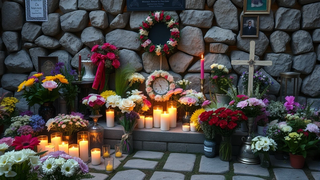 dog cremation cost -
and a peaceful memorial area with flowers and candles
