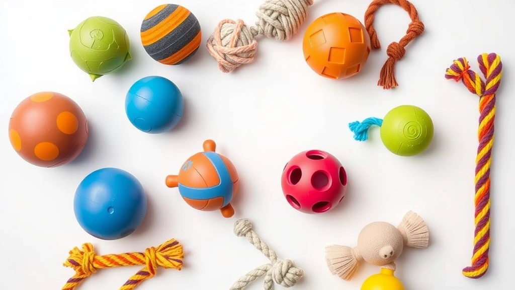 dog day poppy playtime -
Photorealistic image of various dog toys arranged on a white surface including 