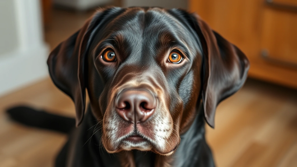 dog diabetes symptoms -
Photorealistic photograph of a senior labrador retriever with cloudy eyes looki