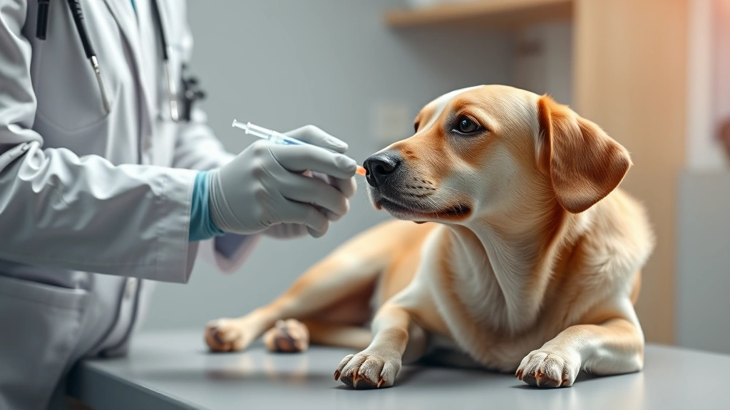 dog diabetes symptoms -
Photorealistic image of a veterinarian giving an insulin injection to a calm do