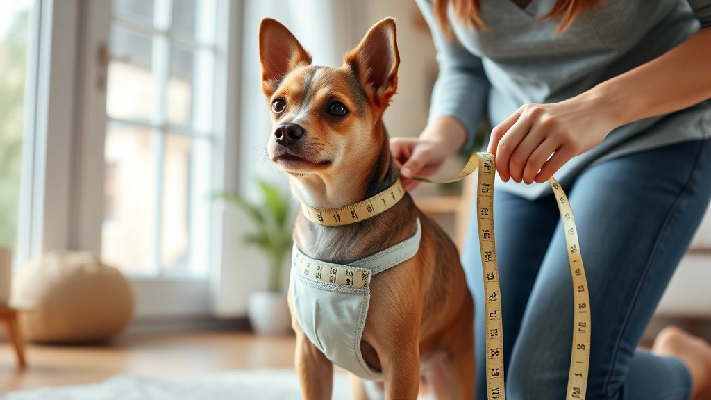 dog diapers male -
Photorealistic image of a dog owner measuring a small terrier’s waist wit