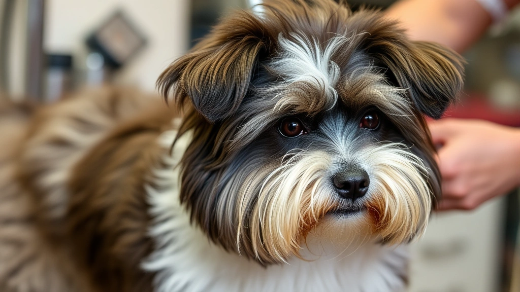 dog dryer -
Fluffy double-coated dog completely dry and brushed after grooming session
