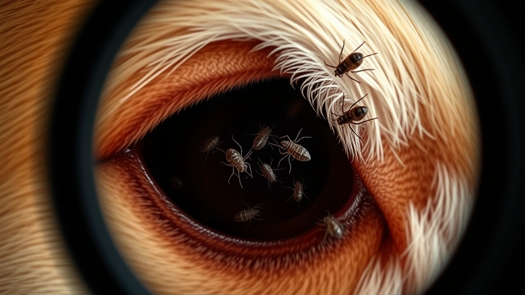 dog ear mite treatment -
Photorealistic image of a dog’s ear canal viewed through a microscope sho