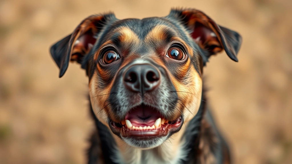 dog face meme -
Photorealistic portrait of a dog with an exaggerated bewildered expression, wid