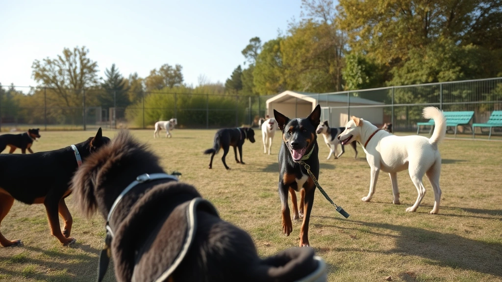 dog friendly parks near me -
and a clear view of open play space with various dogs enjoying themselves
