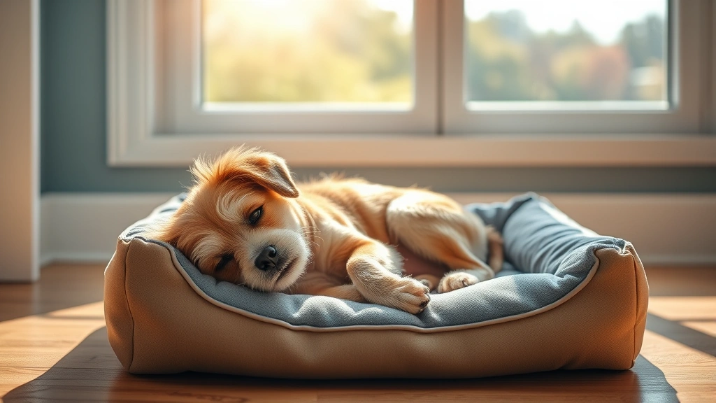dog gifts -
Small dog relaxing on a gel cooling dog bed near a sunny window, comfortable an