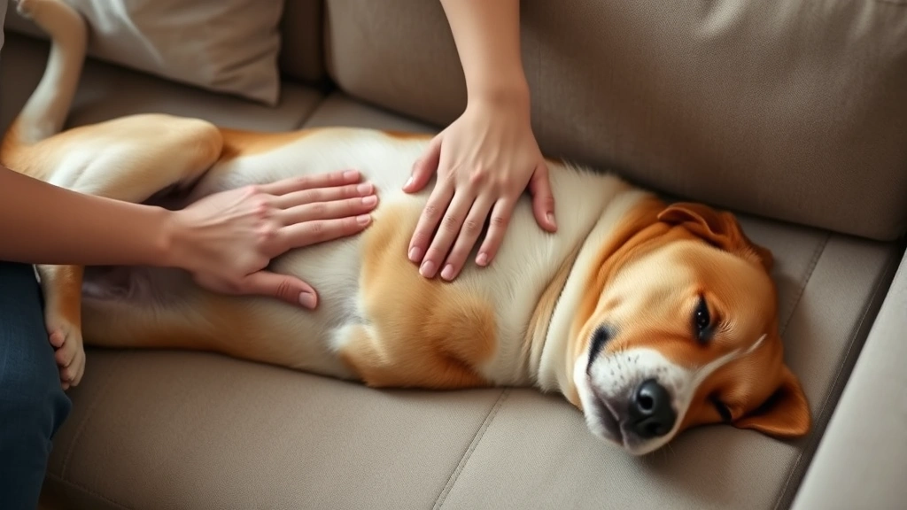 dog has hiccups -
Photorealistic photo of a person gently massaging a relaxed dog’s belly w