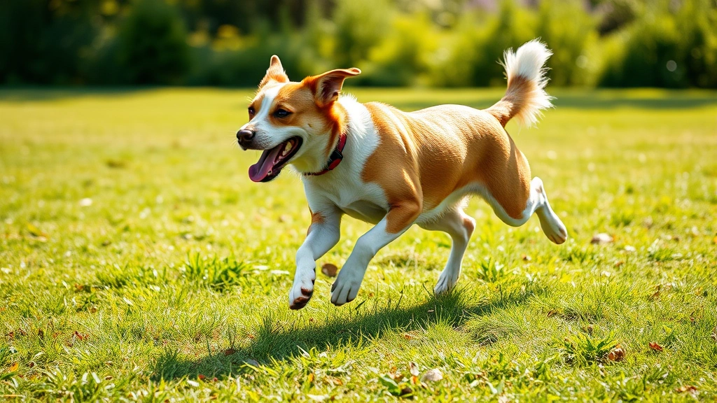 dog hernia -
Photorealistic photograph of a happy, healthy dog running and playing in a gras