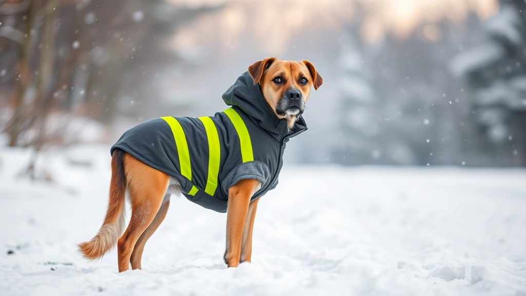 dog hoodie -
Photorealistic image of a medium-sized dog in a waterproof thermal dog hoodie w