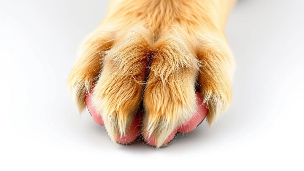dog keeps licking paws -
Photorealistic image of a dog’s paw showing healthy pink paw pads and fur