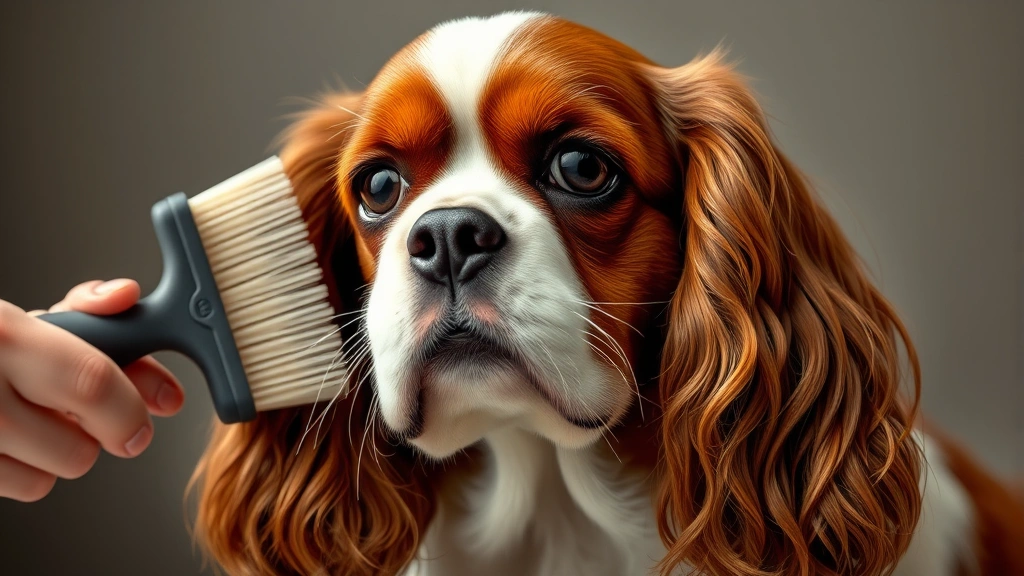 dog king charles -
Photorealistic image of a King Charles Spaniel being groomed with a brush, show