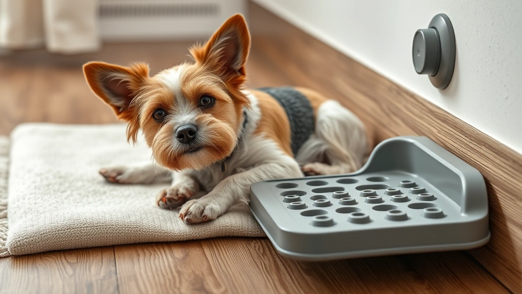 dog lick mat -
Photorealistic image of a small terrier dog lying contentedly on a soft mat whi
