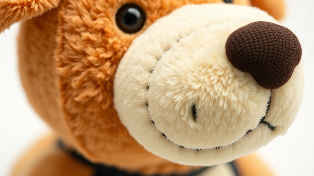 dog man plush -
Close-up detail of a high-quality Dog Man plush toy showing reinforced double-s