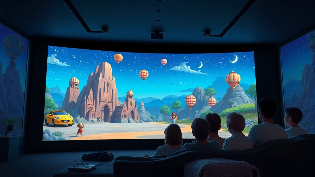 dog man showtimes -
watching animated film on large screen
