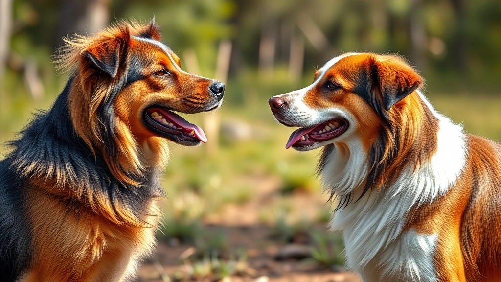 dog mating -
Photorealistic image of two healthy dogs in a natural outdoor setting, one male