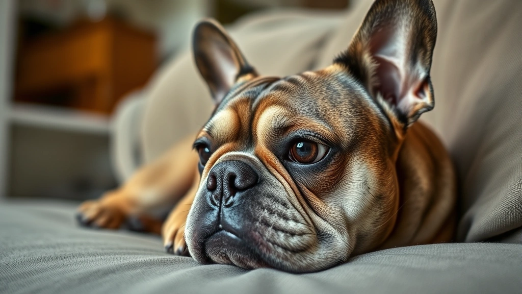 dog meme side eye -
A French bulldog lying on a couch, glancing sideways at the camera with a subtl