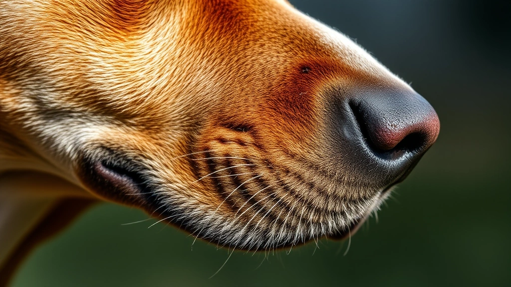 dog nose -
Photorealistic side profile of a dog’s face showing nose area with visibl
