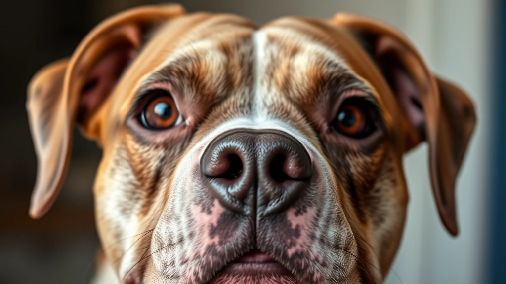 dog of little rascals -
Photorealistic close-up of a Pit Bull Terrier’s face showing expressive e