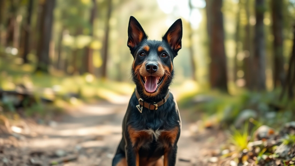 dog patterdale terrier -
A photorealistic Patterdale Terrier sitting beside its owner on a hiking trail,