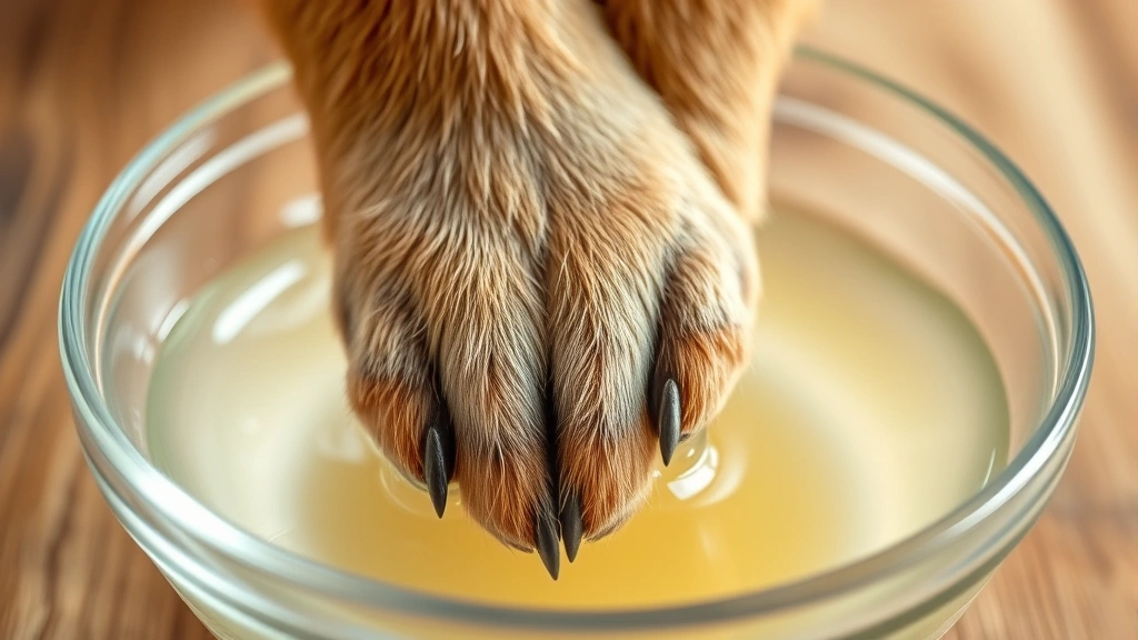 dog paw yeast infection -
Photorealistic image of a dog’s paw being soaked in a bowl of diluted app