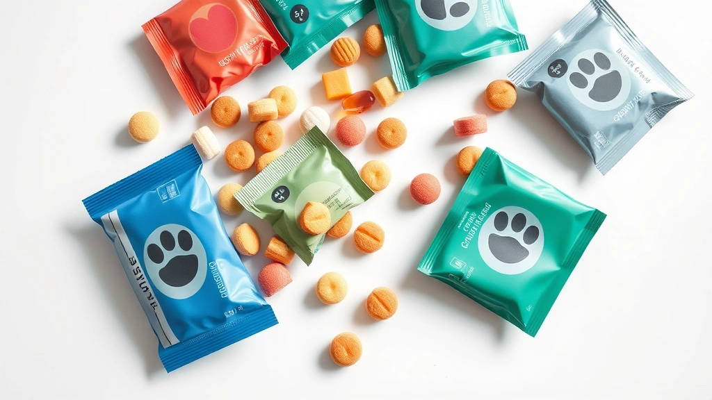 dog pill pockets -
Photorealistic image of various pill pocket treat packages and loose treats sca