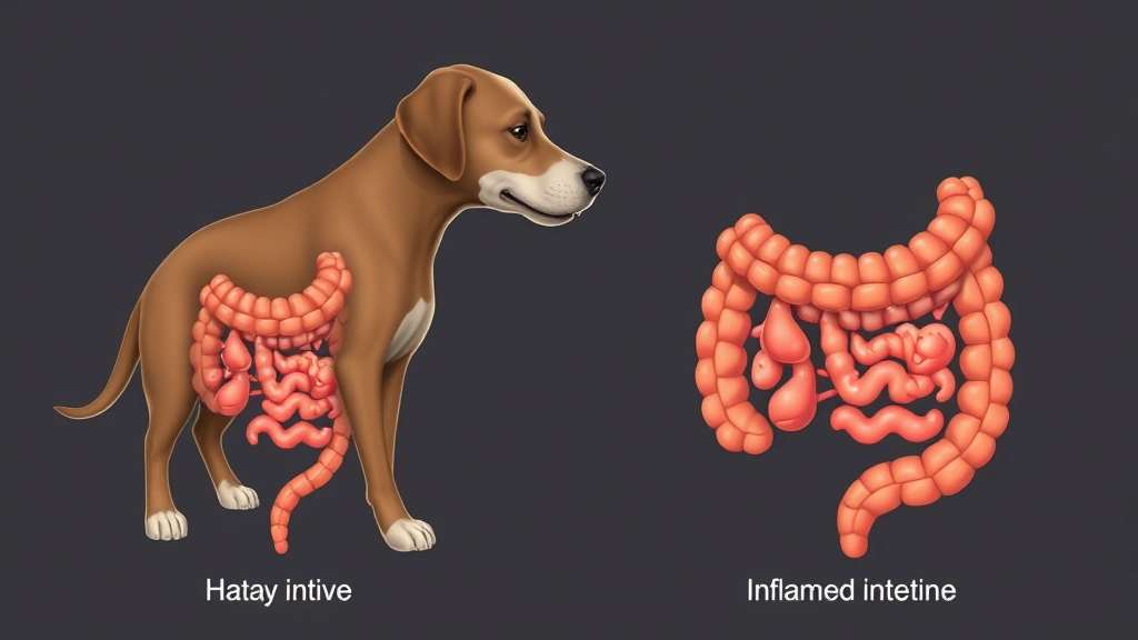 dog poop like jelly with blood -
Photorealistic illustration of healthy dog intestines versus inflamed intestine