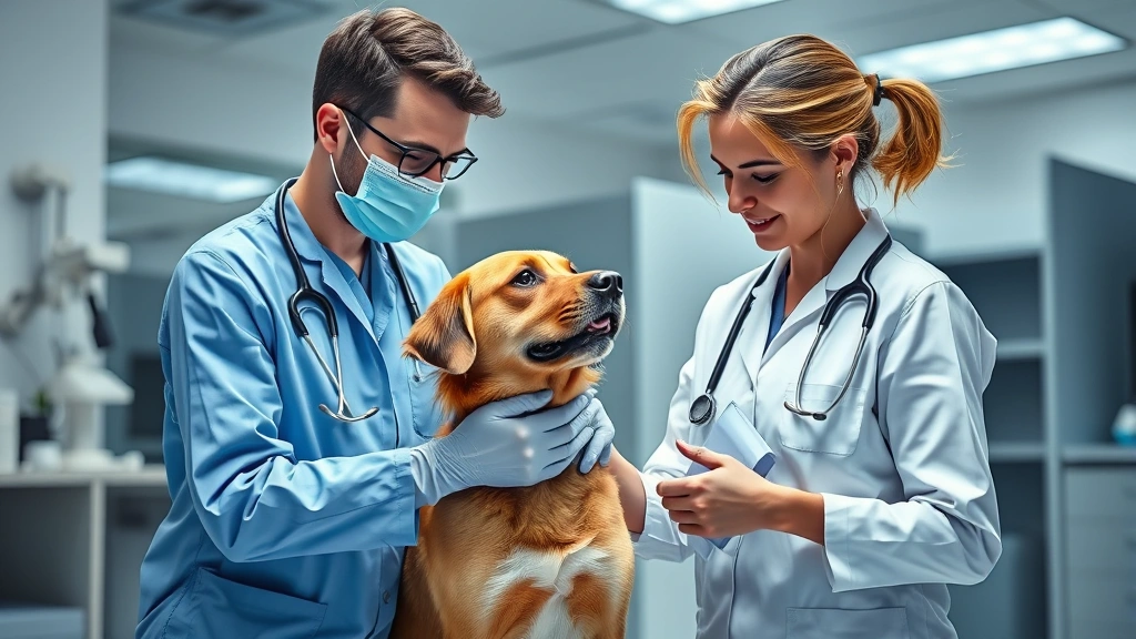 dog pussy -
Photorealistic image of a veterinarian examining a female dog during a routine 