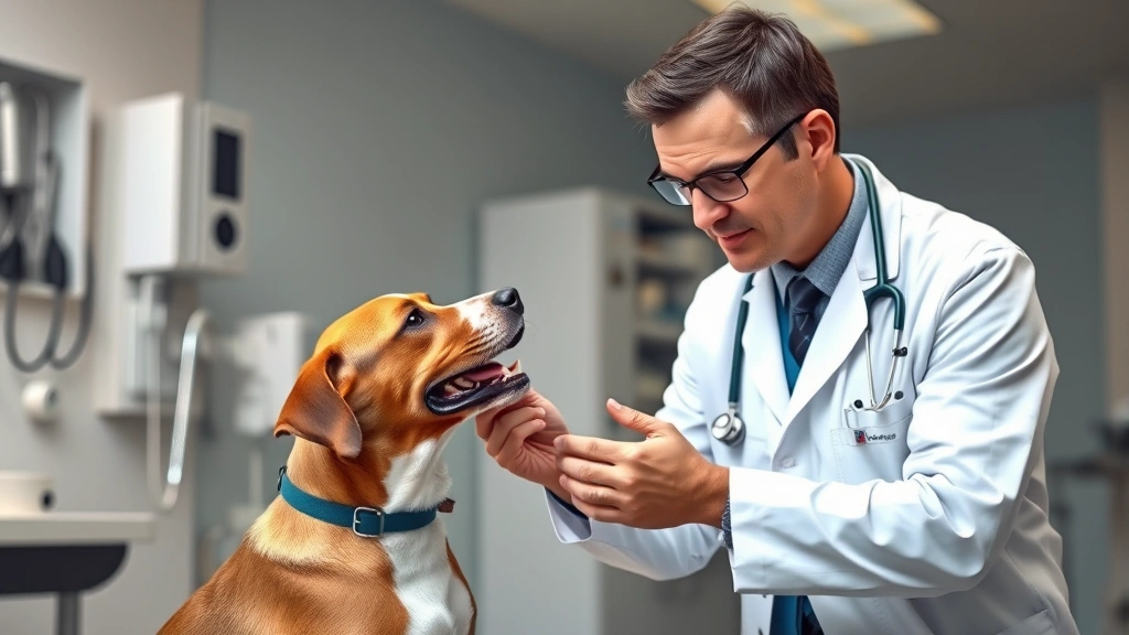 dog seizures when to put down -
Photorealistic image of a veterinarian in white coat examining a dog during a c