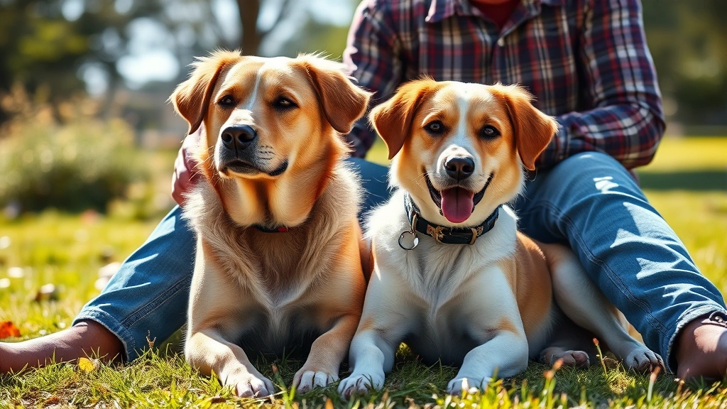 dog seizures when to put down -
Photorealistic image of an older dog and their owner sitting together outdoors 