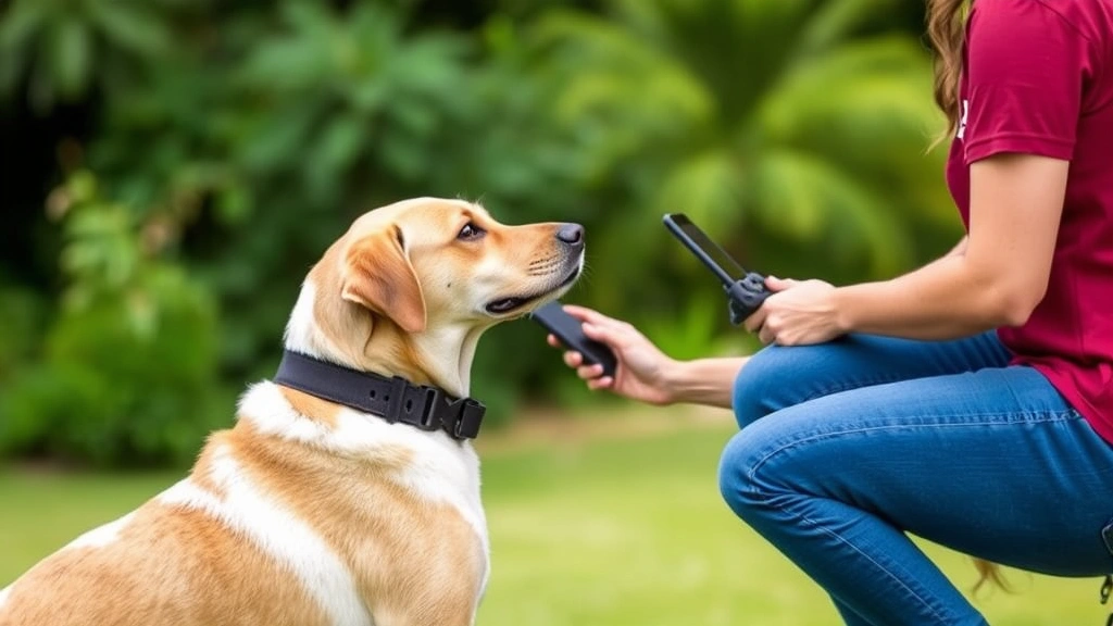 dog shock collar with remote -
demonstrating proper remote training collar usage in an outdoor setting
