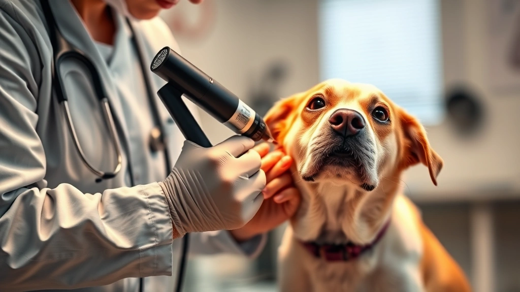 dog skin conditions -
Photorealistic image of a veterinarian examining a dog’s skin during a ch
